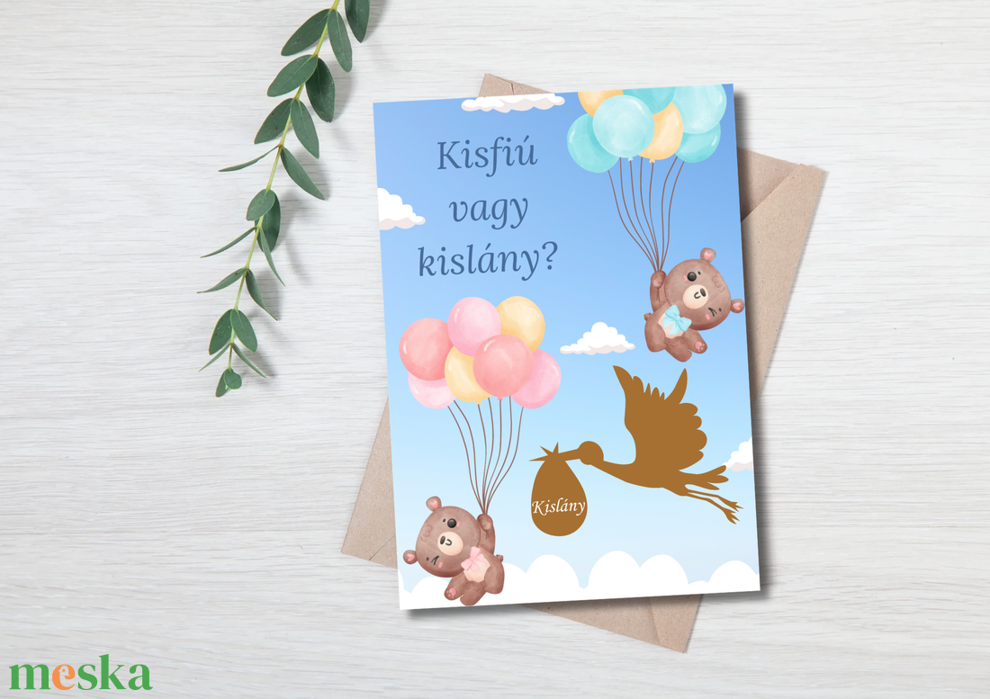 Kaparós baba neme bejelentő meglepetés kártya , kisfiú vagy kislány?  - otthon & életmód - papír, írószer - ajándékozás kellékei - képeslap, üdvözlőlap - Meska.hu