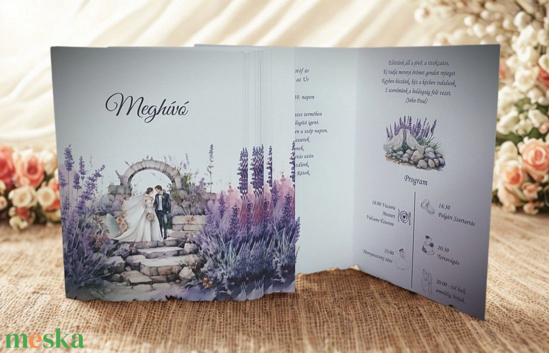 Levendula mező esküvői meghívó,többféle kivitelben /Lavender/ - esküvő - meghívó & kártya - meghívó - Meska.hu