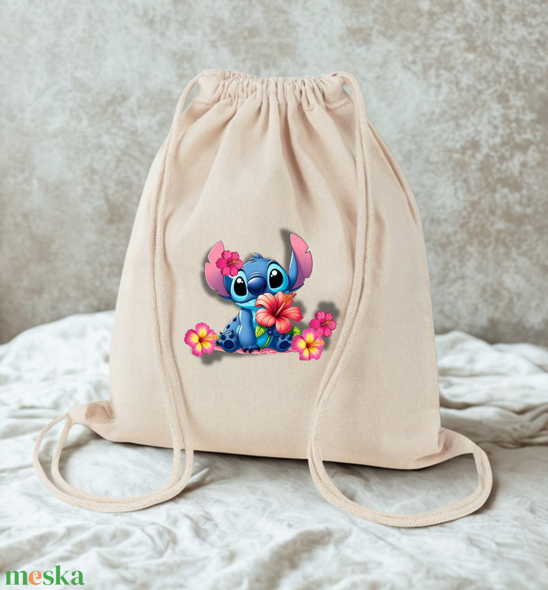 Egyedi tornazsák névvel - Stitch  - táska & tok - hátizsák - tornazsák, gymbag - Meska.hu