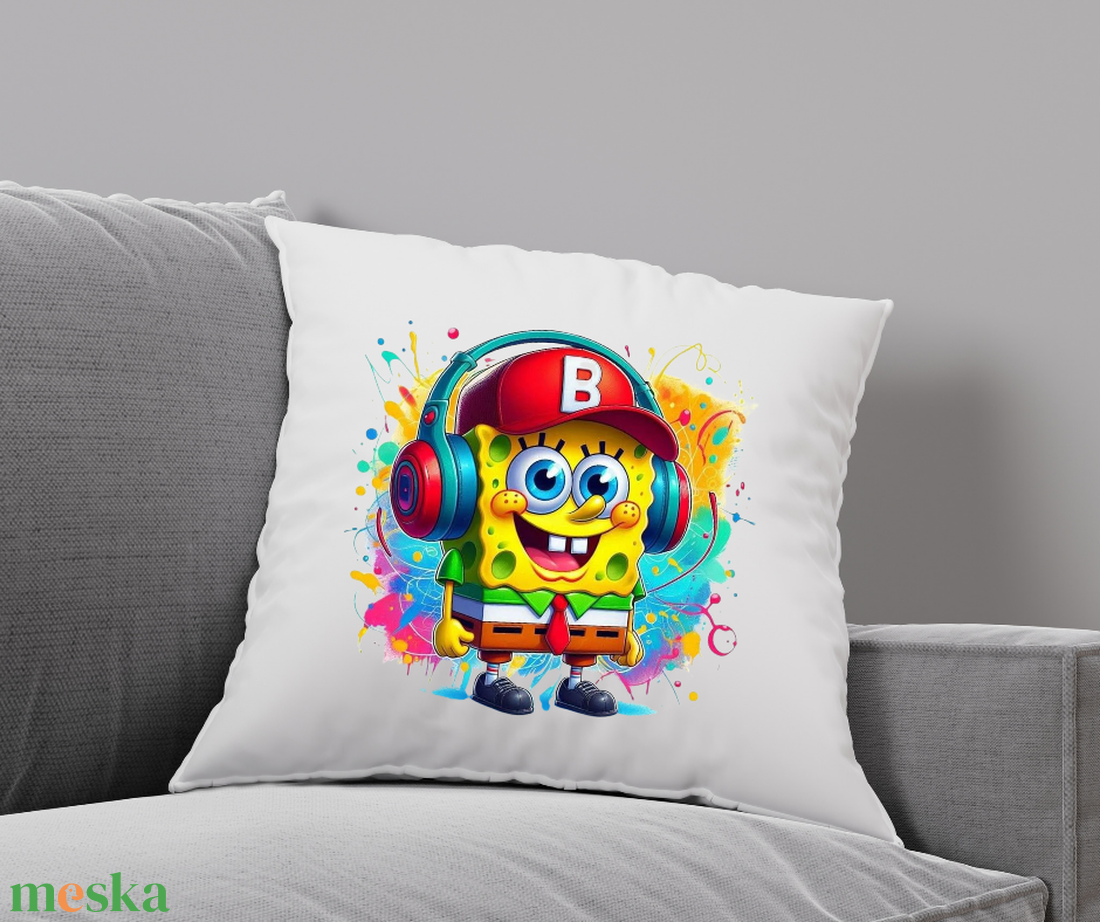 Egyedi párnahuzat vagy párna,saját névvel, felirattal, bármilyen mintával,ajándék minden alkalomra Spongyabob  - baba - mama - babaszoba dekoráció - gyerek díszpárna - Meska.hu