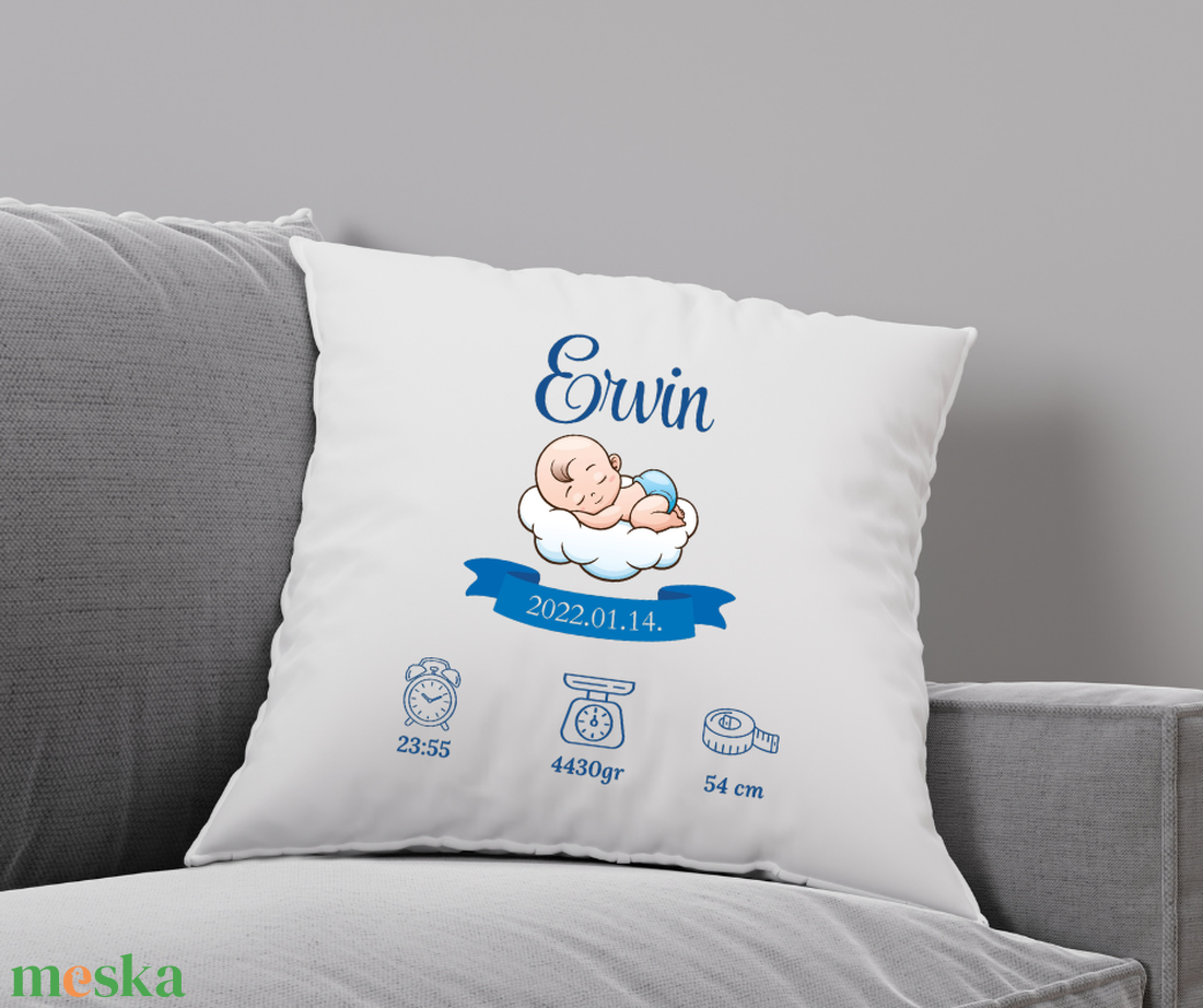 Egyedi emlék párnahuzat vagy párna névvel, felirattal,baba látogató ajándék - baba - mama - babalátogató ajándékcsomag - Meska.hu