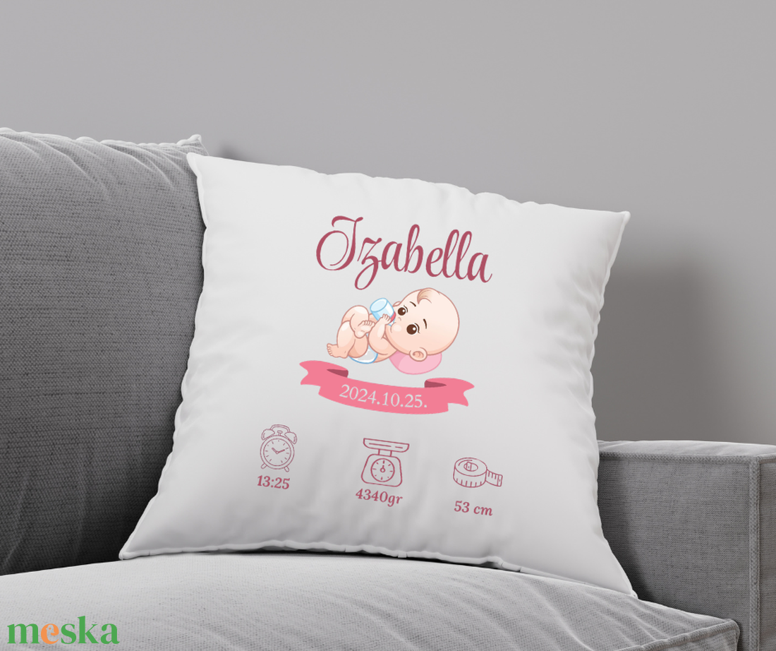Egyedi emlék párnahuzat vagy párna névvel, felirattal,baba látogató ajándék - baba - mama - babalátogató ajándékcsomag - Meska.hu