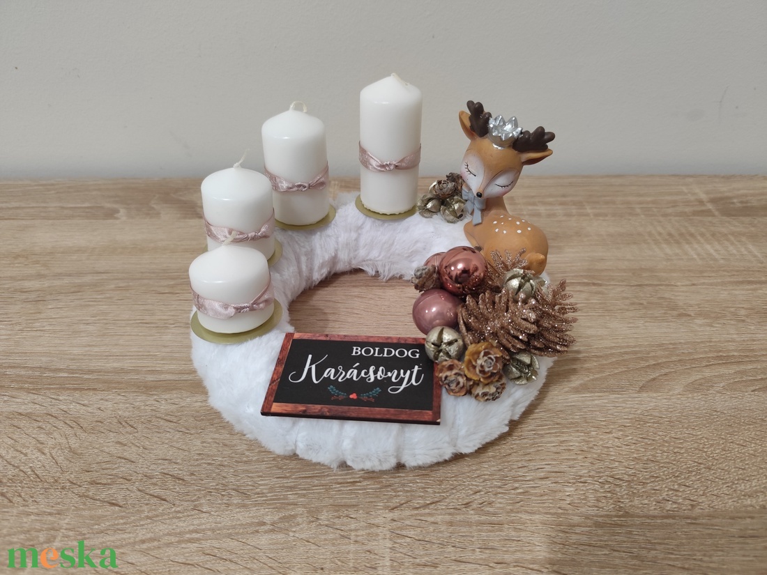 Őzikés letisztult koszorú  - karácsony - adventi díszek - adventi koszorú - Meska.hu