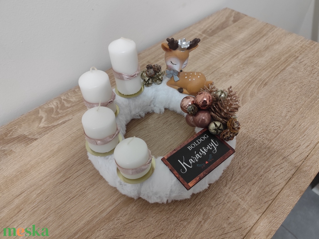 Őzikés letisztult koszorú  - karácsony - adventi díszek - adventi koszorú - Meska.hu