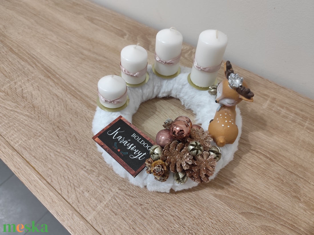 Őzikés letisztult koszorú  - karácsony - adventi díszek - adventi koszorú - Meska.hu