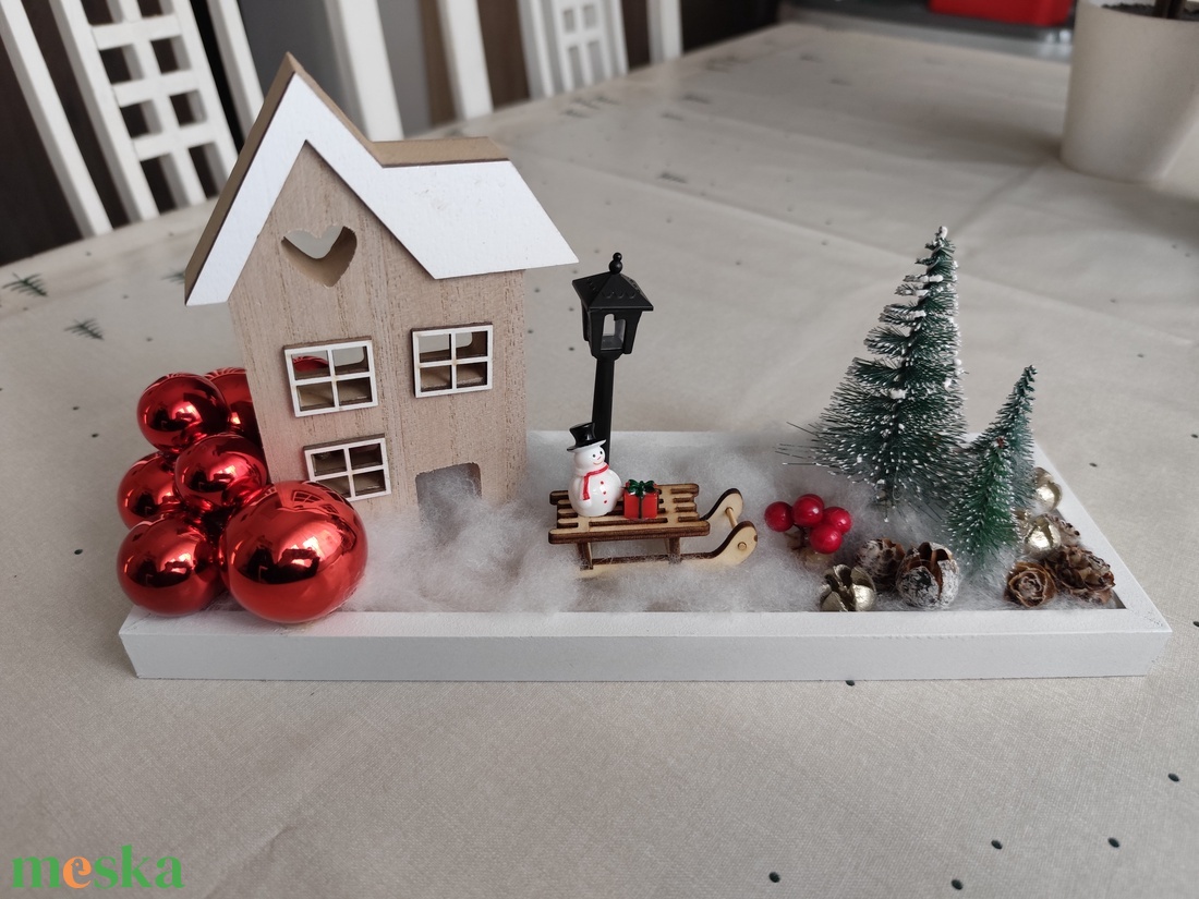 Mesés téli táj asztaldísz  - karácsony - karácsonyi lakásdekoráció - ünnepi asztaldekoráció - Meska.hu