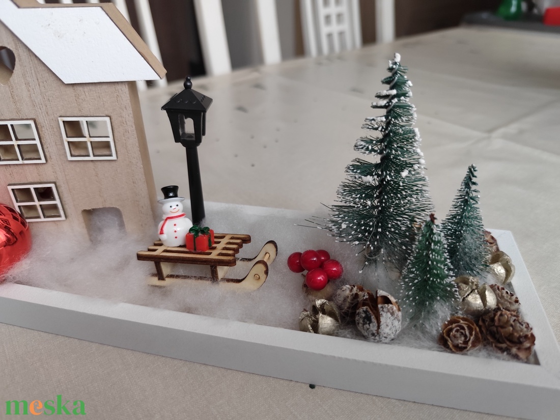 Mesés téli táj asztaldísz  - karácsony - karácsonyi lakásdekoráció - ünnepi asztaldekoráció - Meska.hu