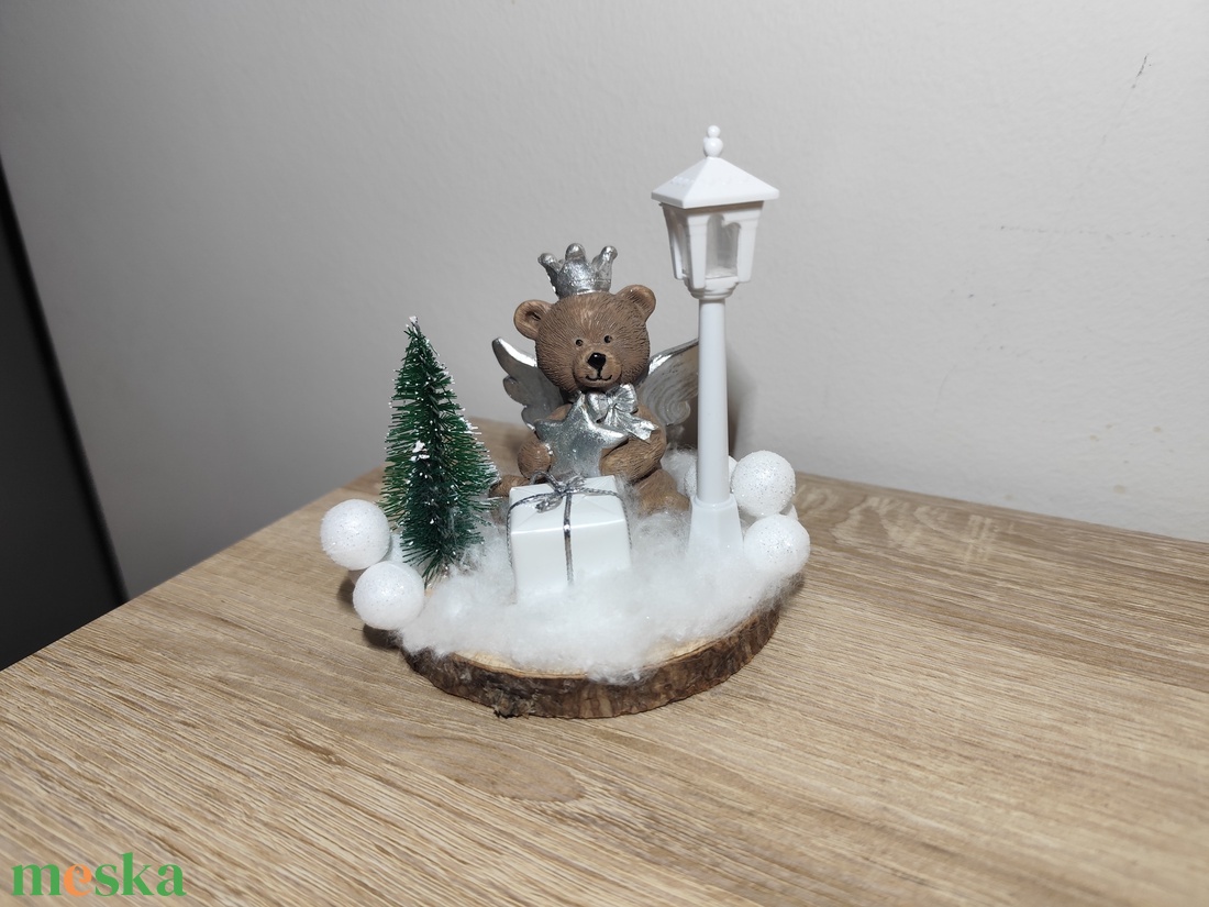 Medvés téli disz  - karácsony - karácsonyi lakásdekoráció - ünnepi asztaldekoráció - Meska.hu