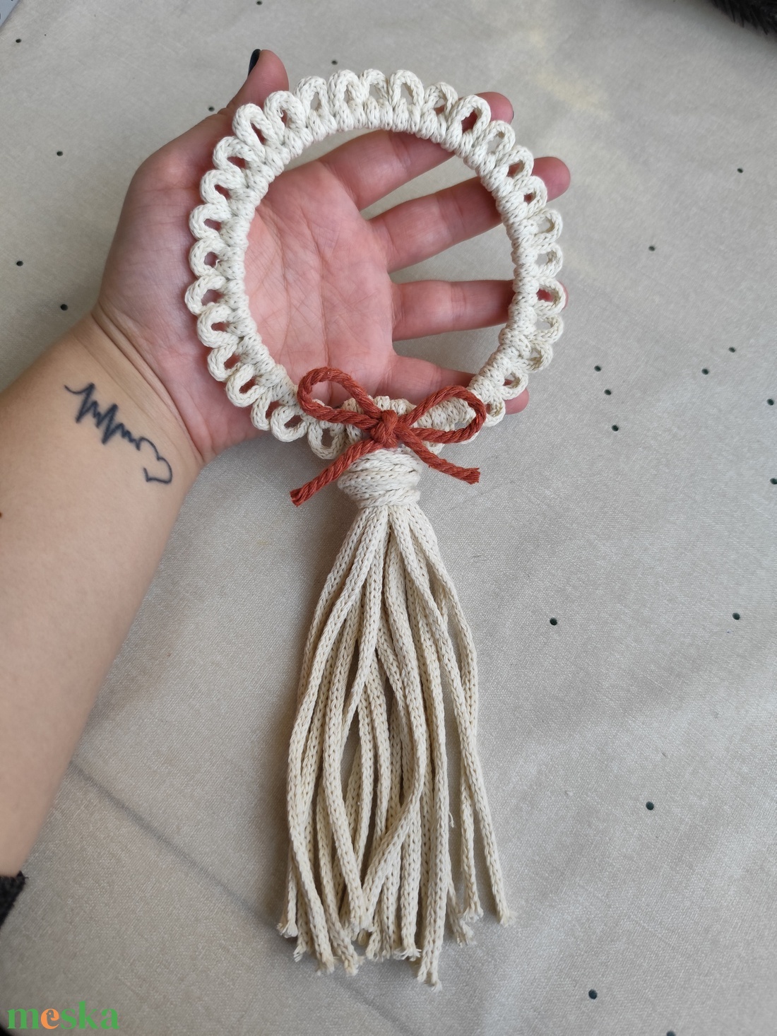 Makramé dísz - esküvő - dekoráció - asztaldísz - Meska.hu