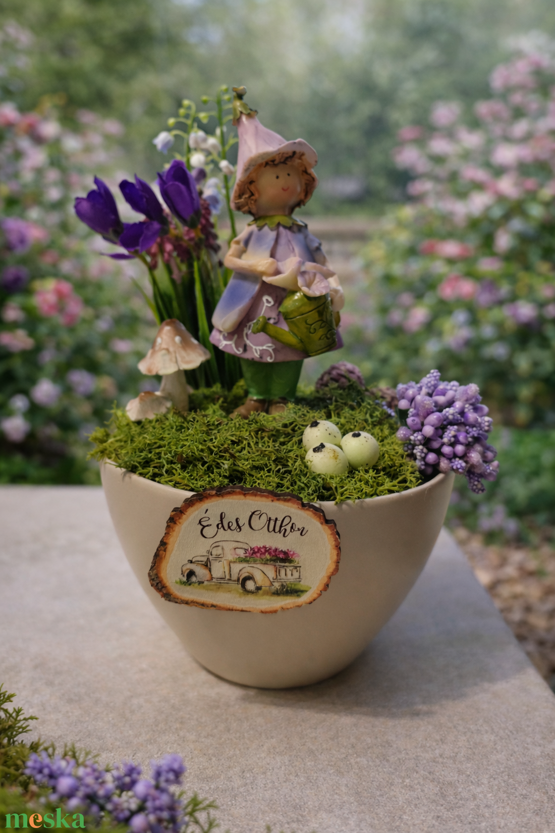 Lila kislanyos dekoráció  - karácsony - karácsonyi lakásdekoráció - ünnepi asztaldekoráció - Meska.hu