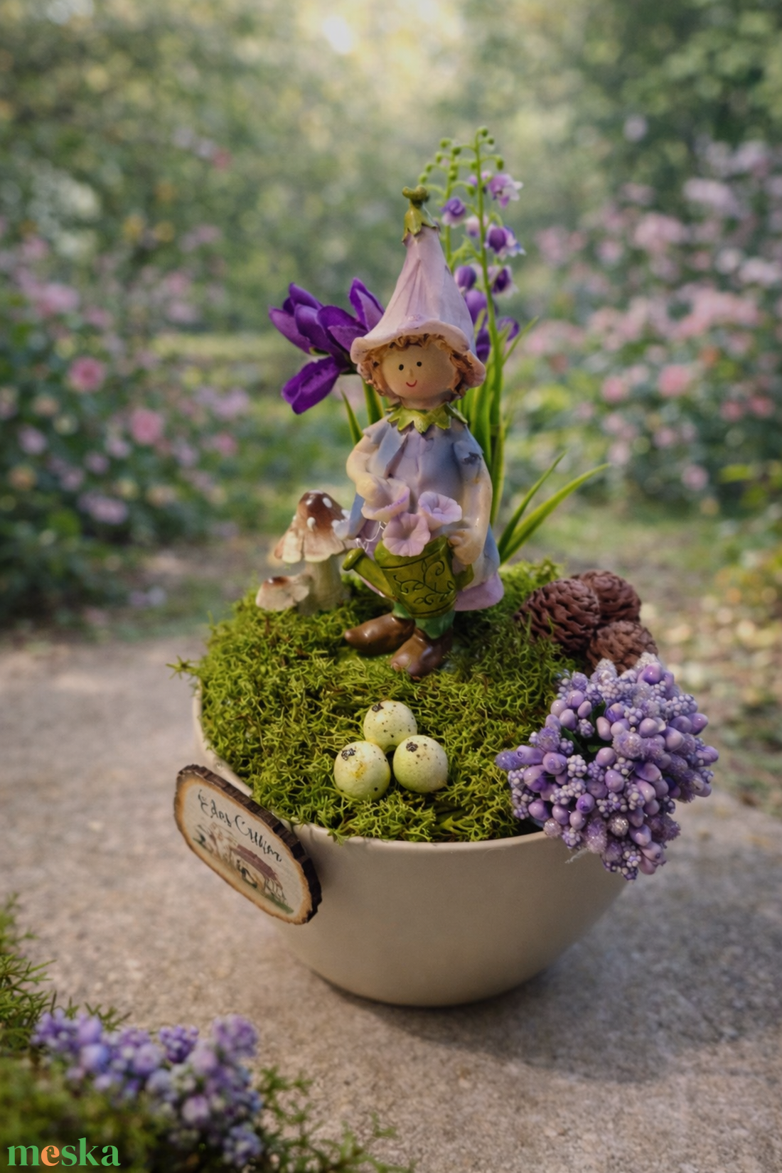 Lila kislanyos dekoráció  - karácsony - karácsonyi lakásdekoráció - ünnepi asztaldekoráció - Meska.hu