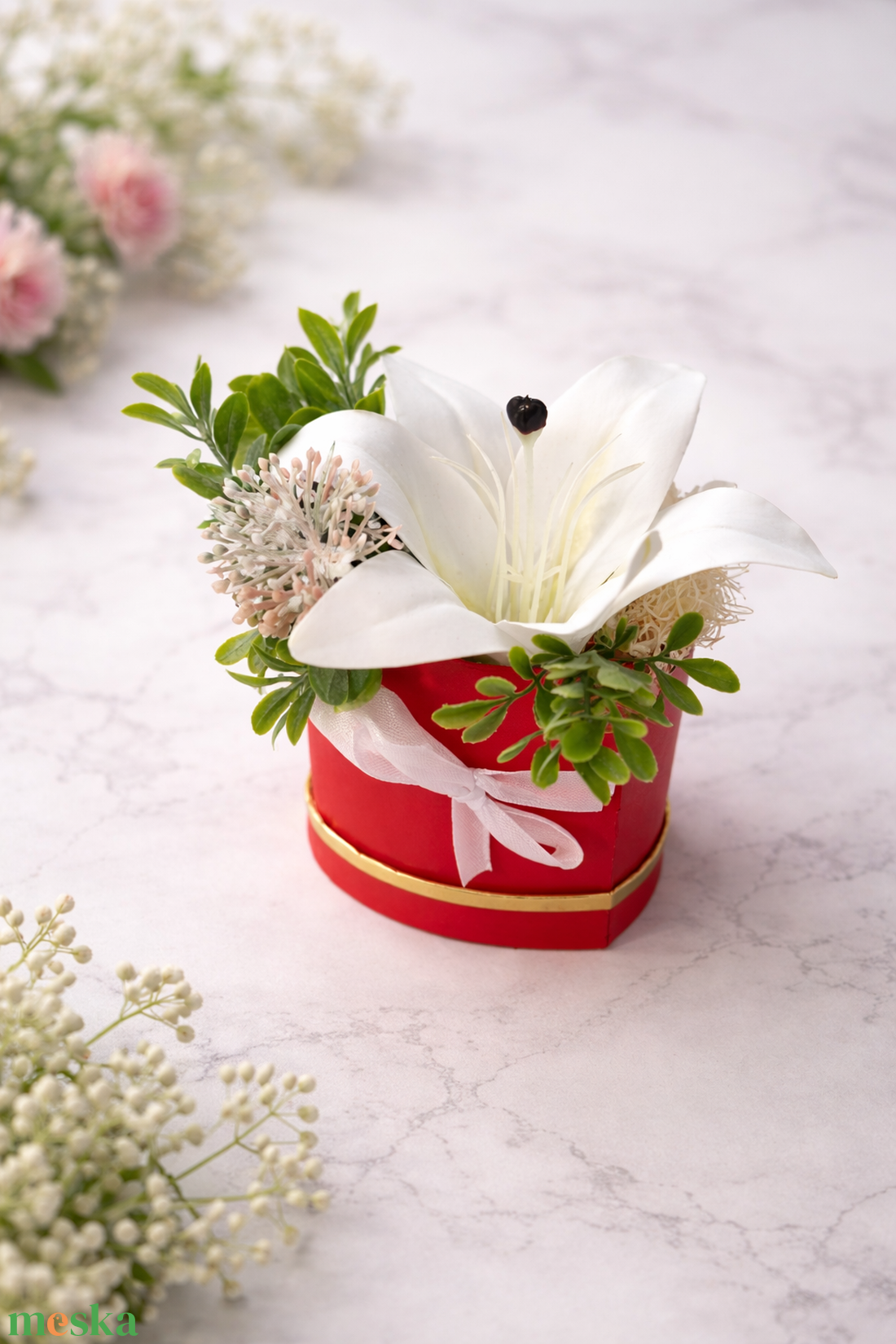 Szív alakú box - otthon & életmód - virágdekoráció - virágok - virágbox - Meska.hu