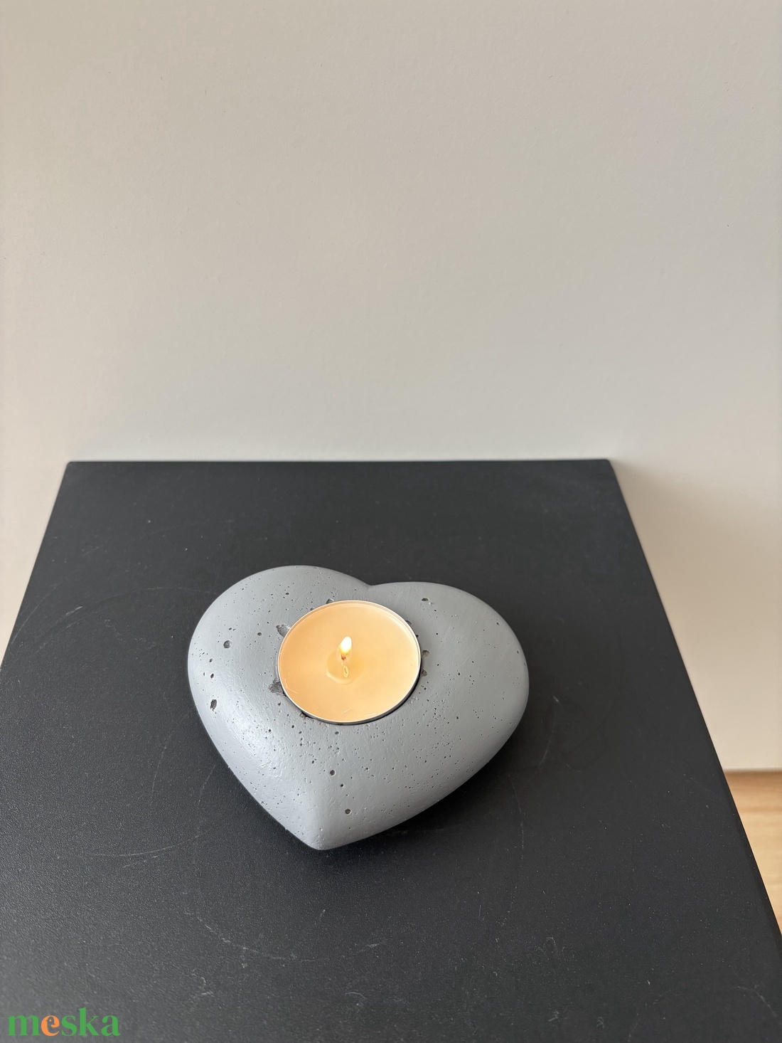 Szív formájú beton mécsestartó - otthon & életmód - gyertya, illat, aroma - mécses és mécsestartó - Meska.hu