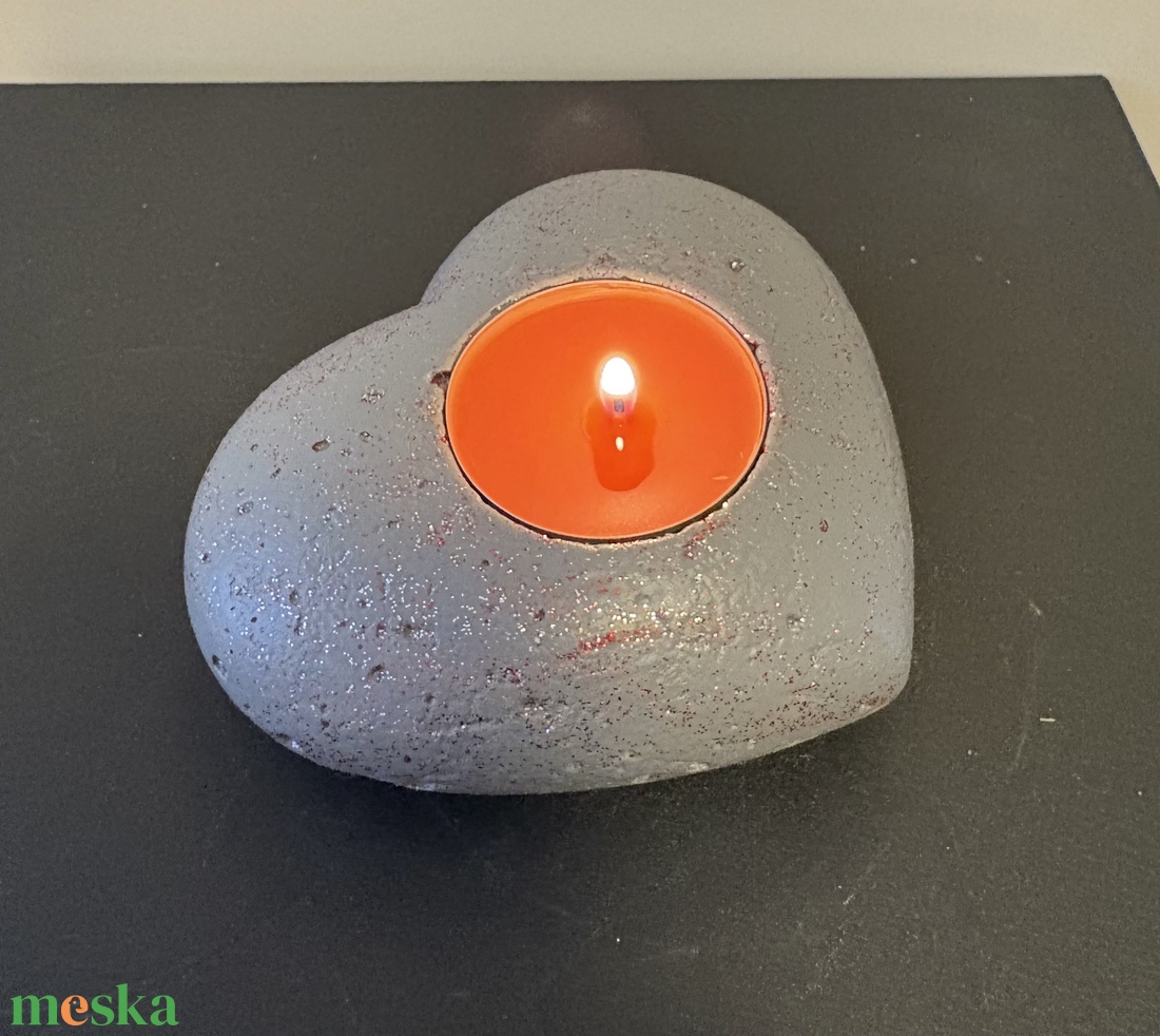 Szív formájú beton mécsestartó - otthon & életmód - gyertya, illat, aroma - mécses és mécsestartó - Meska.hu