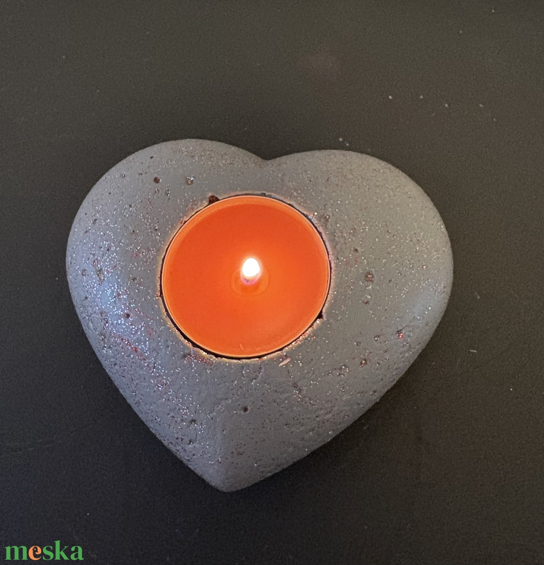 Szív formájú beton mécsestartó - otthon & életmód - gyertya, illat, aroma - mécses és mécsestartó - Meska.hu
