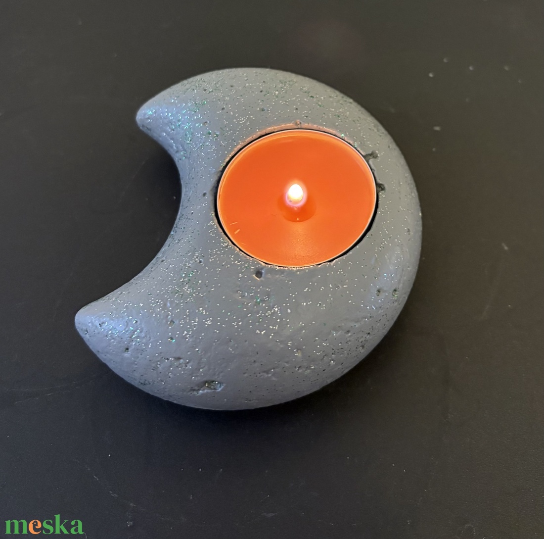 Hold formájú beton mécsestartó - otthon & életmód - gyertya, illat, aroma - mécses és mécsestartó - Meska.hu