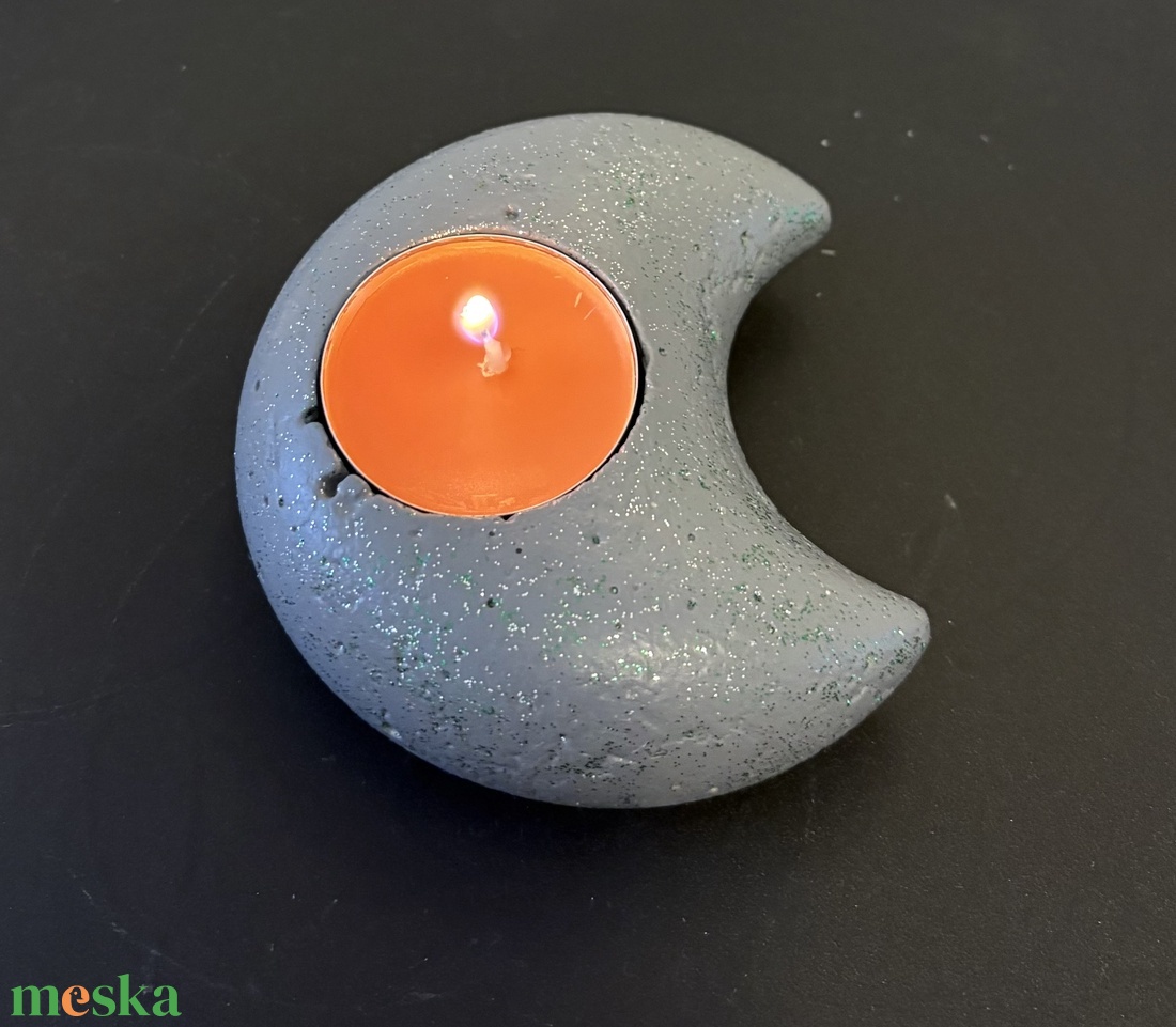 Hold formájú beton mécsestartó - otthon & életmód - gyertya, illat, aroma - mécses és mécsestartó - Meska.hu
