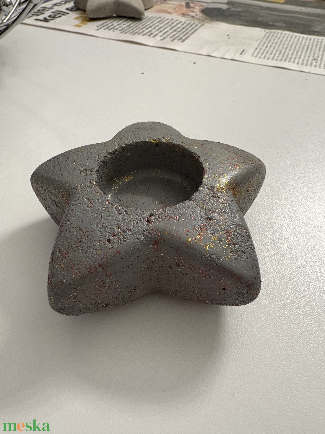 Csillag formájú beton mécsestartó - otthon & életmód - gyertya, illat, aroma - mécses és mécsestartó - Meska.hu