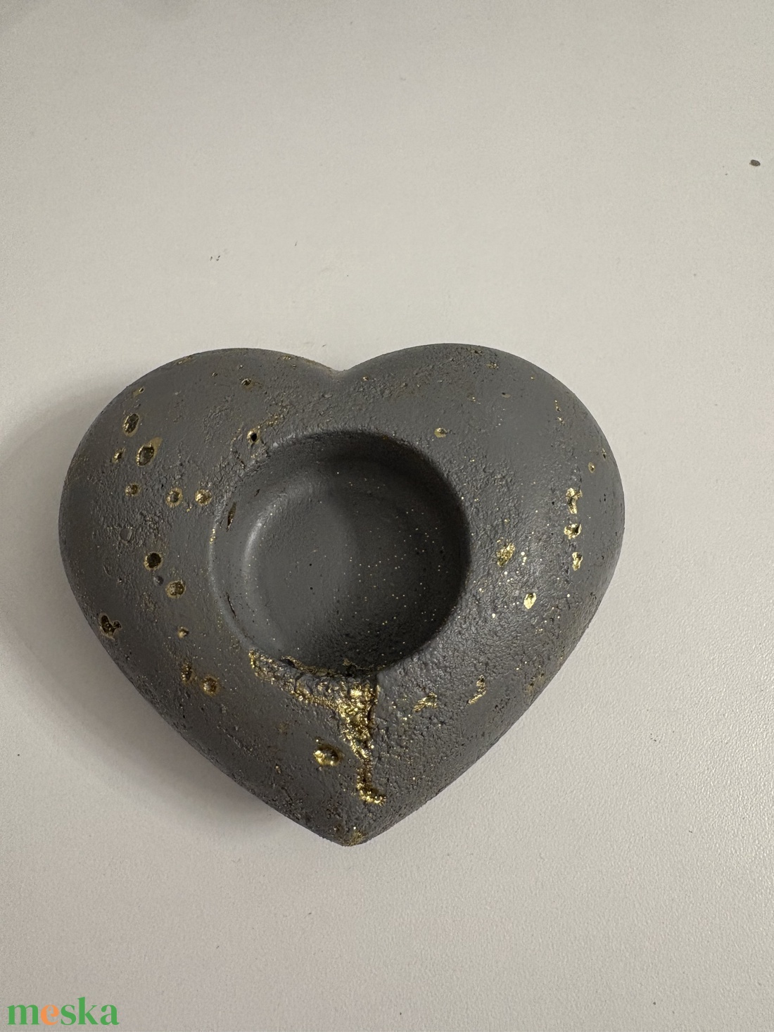Szív formájú beton mécsestartó - otthon & életmód - gyertya, illat, aroma - mécses és mécsestartó - Meska.hu