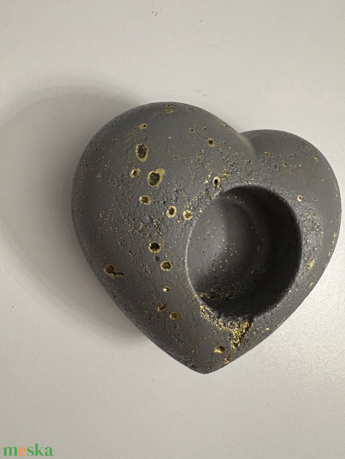 Szív formájú beton mécsestartó - otthon & életmód - gyertya, illat, aroma - mécses és mécsestartó - Meska.hu