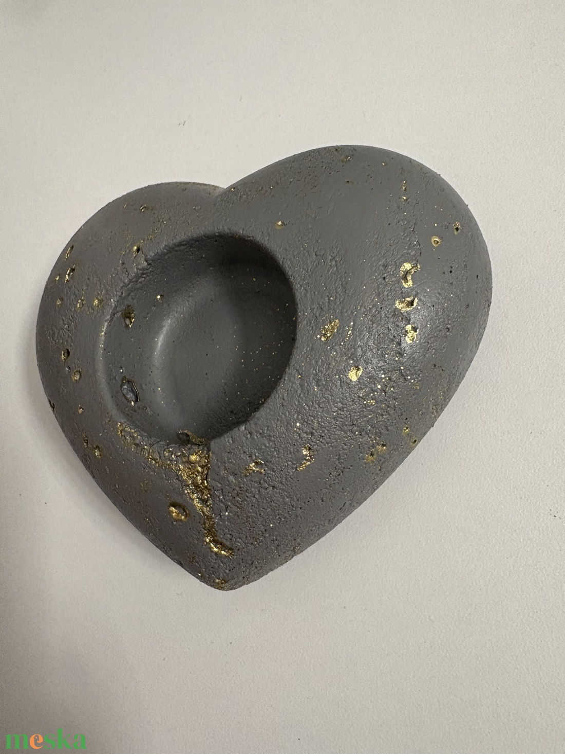 Szív formájú beton mécsestartó - otthon & életmód - gyertya, illat, aroma - mécses és mécsestartó - Meska.hu