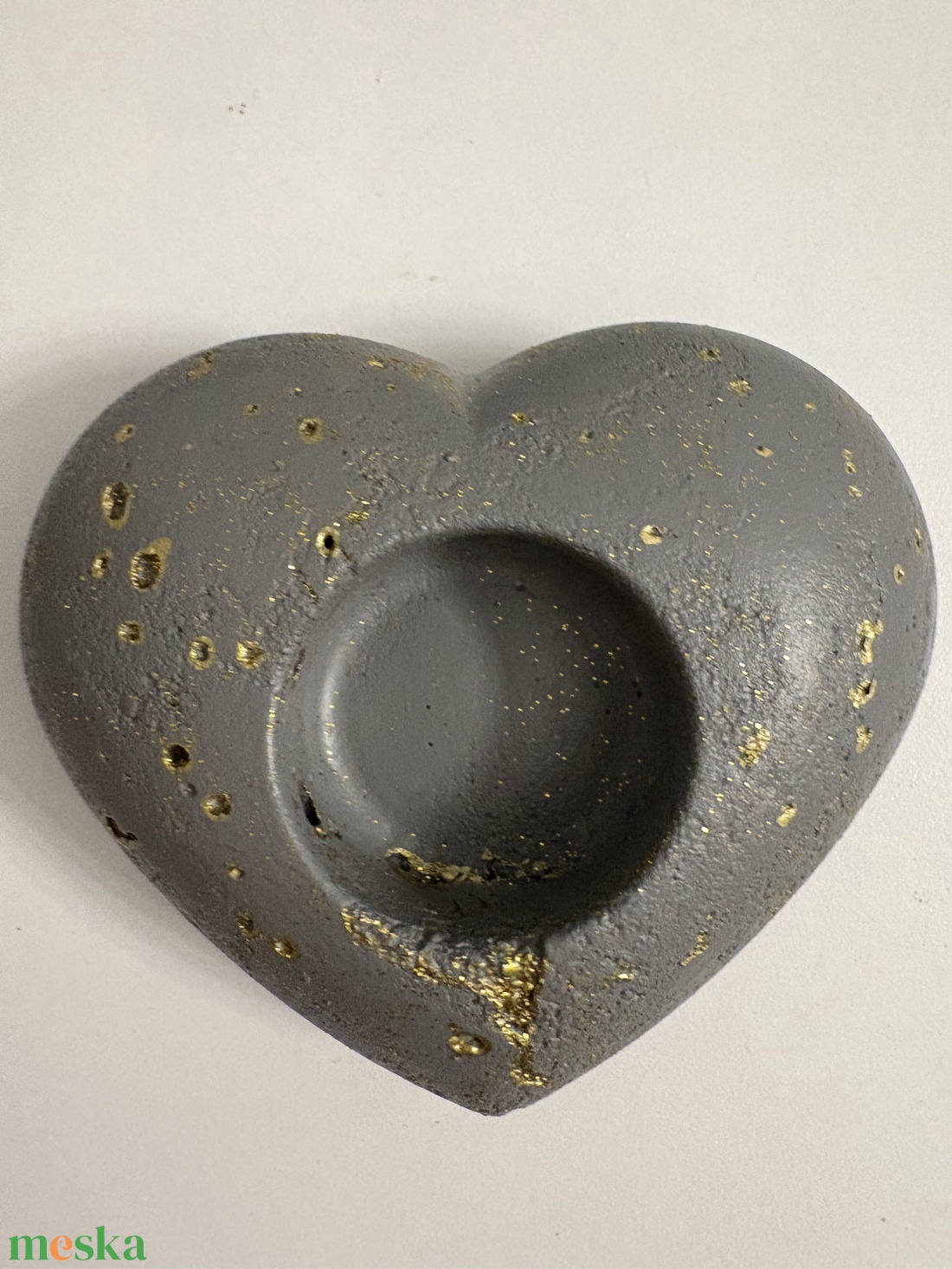 Szív formájú beton mécsestartó - otthon & életmód - gyertya, illat, aroma - mécses és mécsestartó - Meska.hu