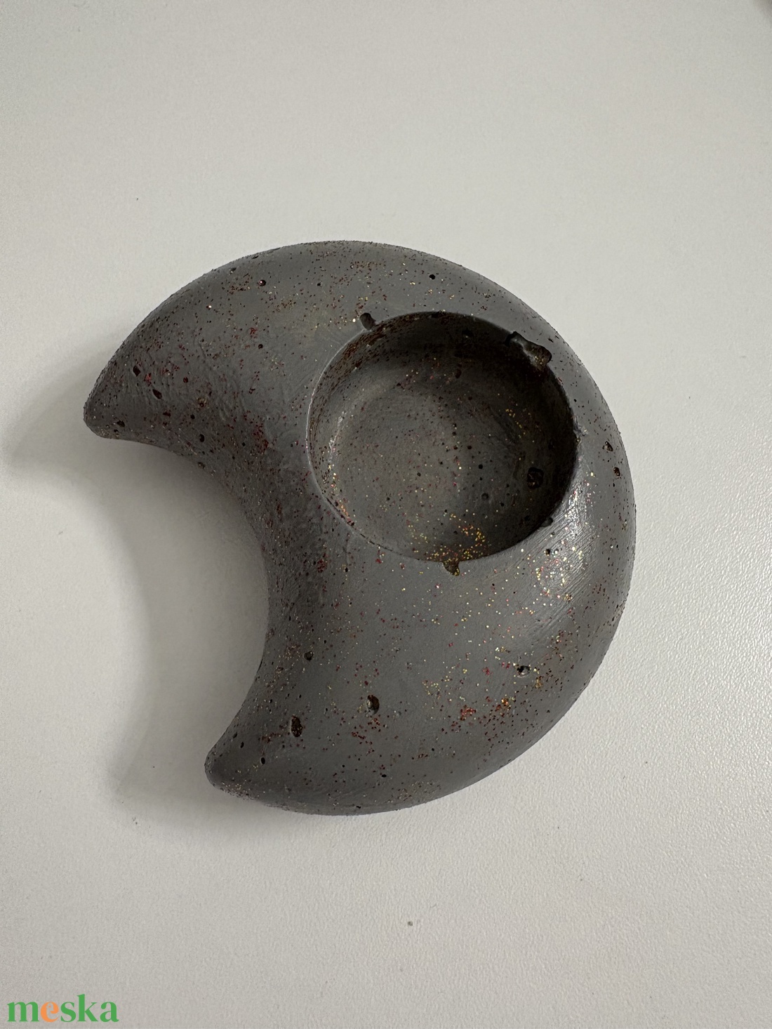 Hold formájú beton mécsestartó - otthon & életmód - gyertya, illat, aroma - mécses és mécsestartó - Meska.hu