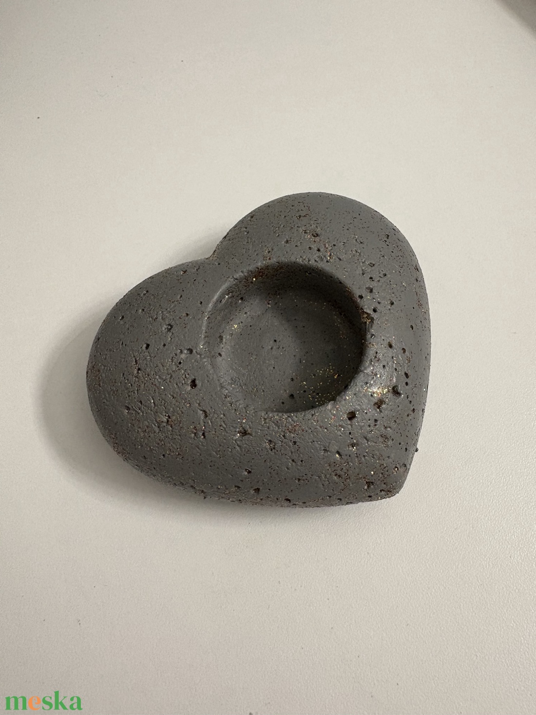 Szív beton mécsestartó - otthon & életmód - gyertya, illat, aroma - mécses és mécsestartó - Meska.hu