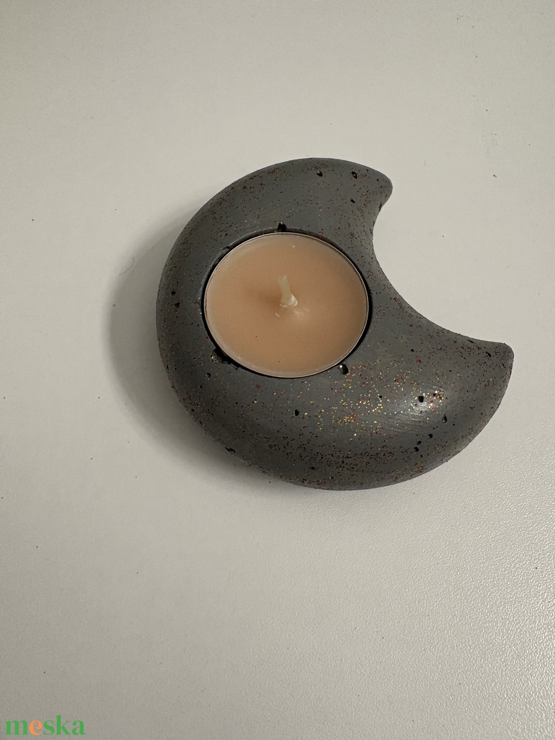 Hold formájú beton mécsestartó - otthon & életmód - gyertya, illat, aroma - mécses és mécsestartó - Meska.hu