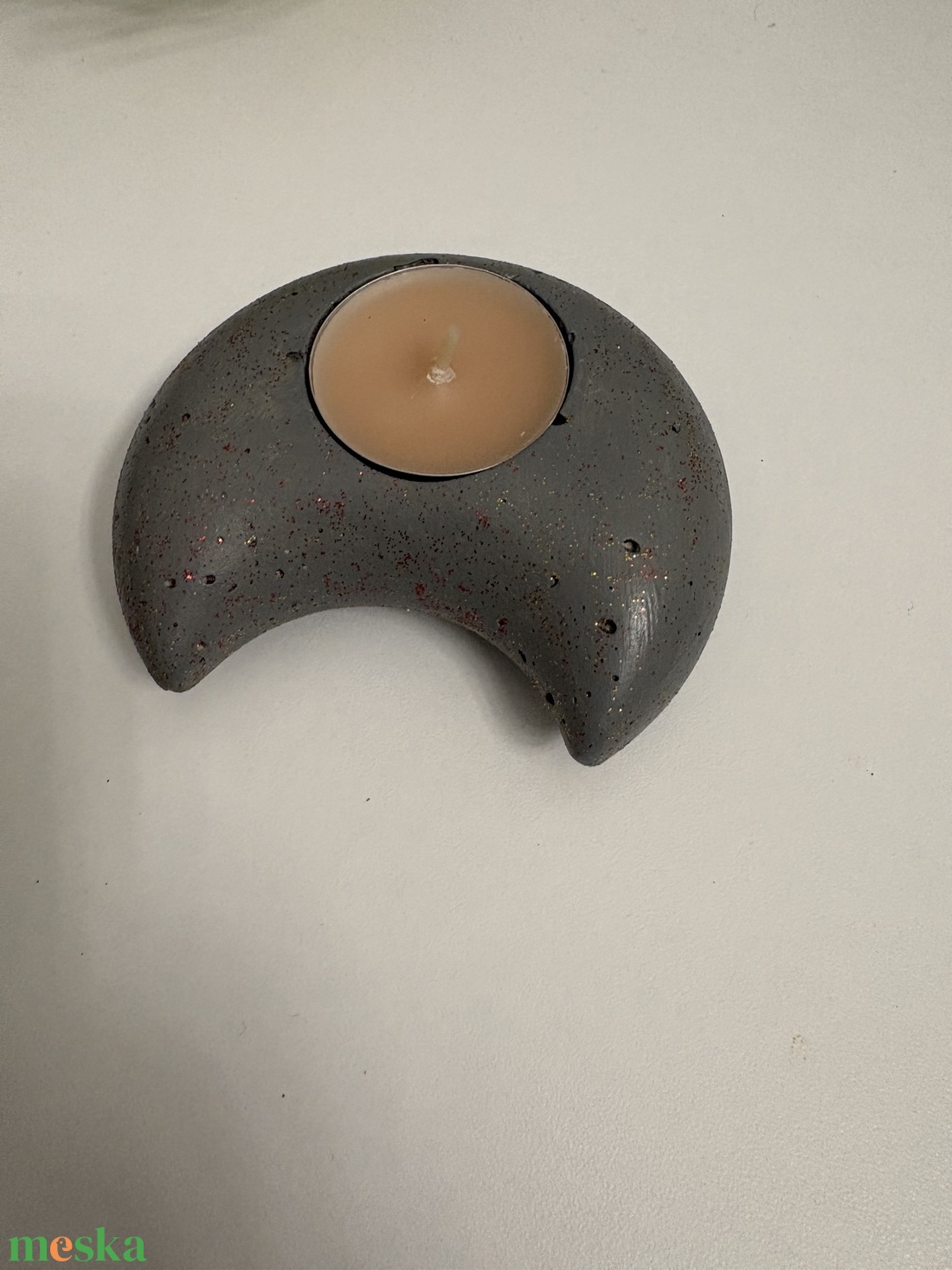 Hold formájú beton mécsestartó - otthon & életmód - gyertya, illat, aroma - mécses és mécsestartó - Meska.hu