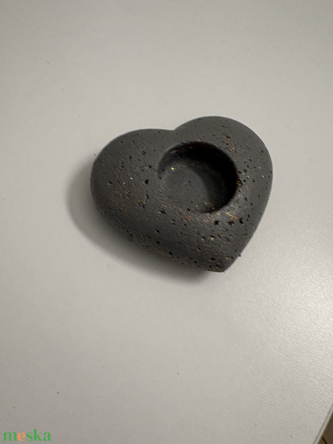 Szív formájú beton mécsestartó - otthon & életmód - gyertya, illat, aroma - mécses és mécsestartó - Meska.hu