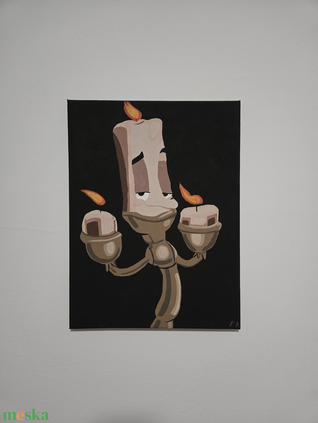 Lumiere, a gyertyatartó - művészet - festmény - akril - Meska.hu