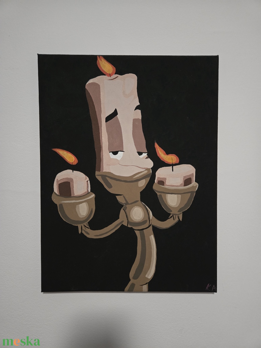 Lumiere, a gyertyatartó - művészet - festmény - akril - Meska.hu