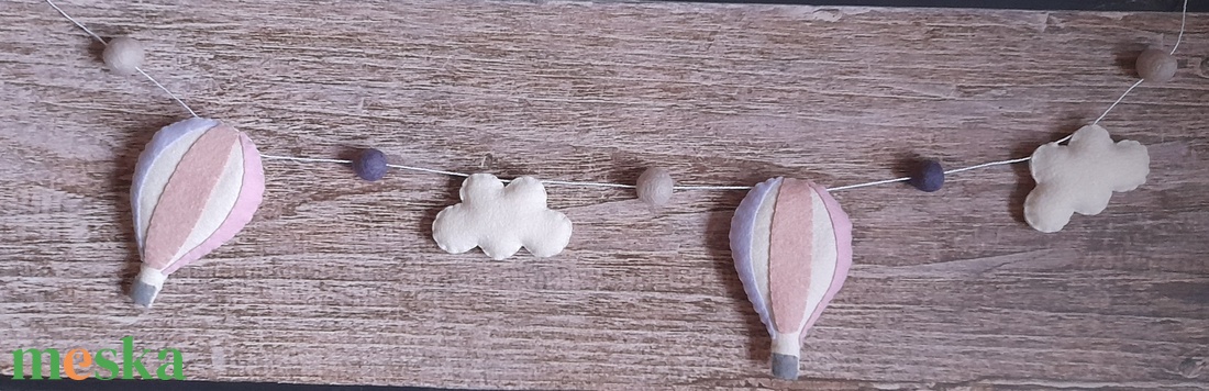 Hőlégballonos füzér/girland - rózsaszín - otthon & életmód - babaszoba, gyerekszoba - babaszoba dekoráció - Meska.hu