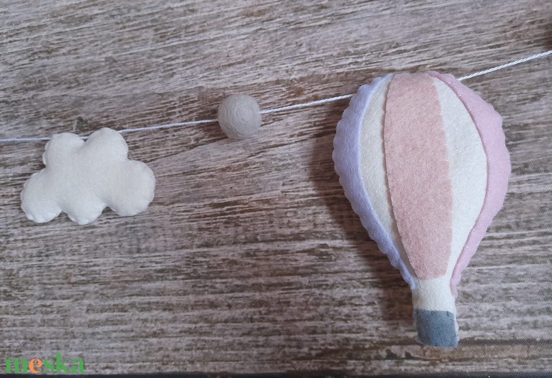 Hőlégballonos füzér/girland - rózsaszín - otthon & életmód - babaszoba, gyerekszoba - babaszoba dekoráció - Meska.hu