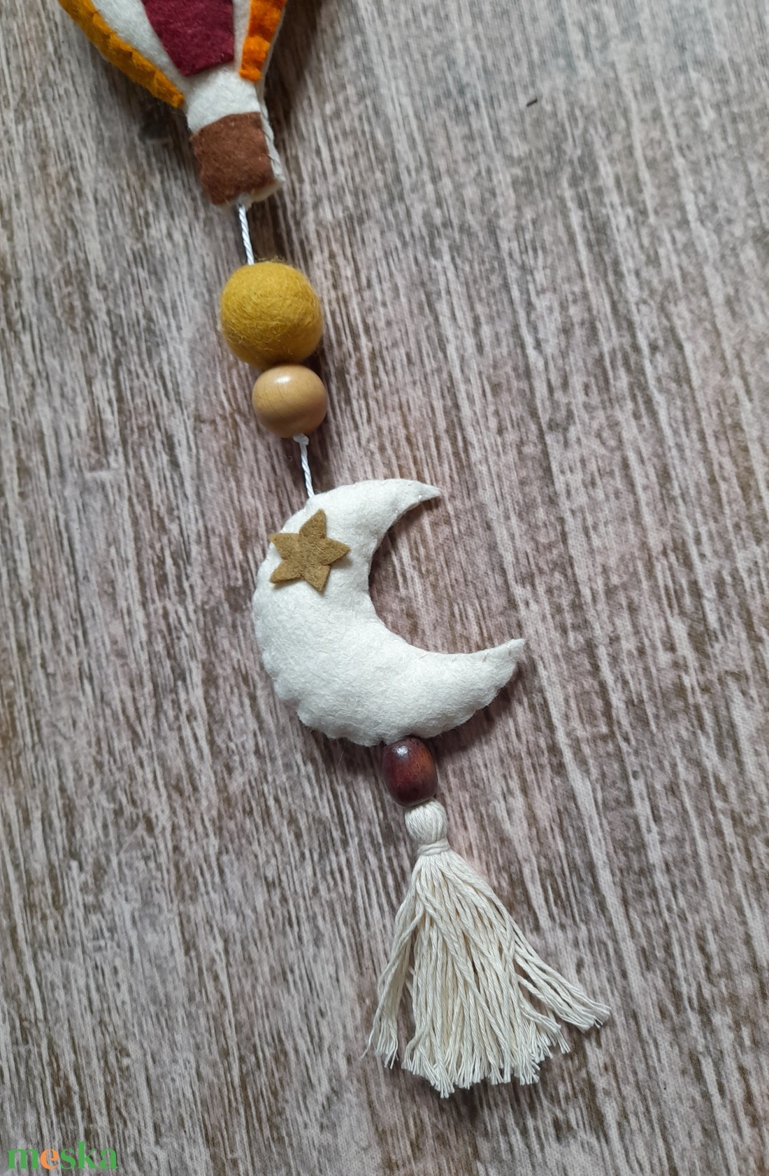 Hőlégballonos-felhős-holdacskás füzér/girland - otthon & életmód - babaszoba, gyerekszoba - babaszoba dekoráció - Meska.hu