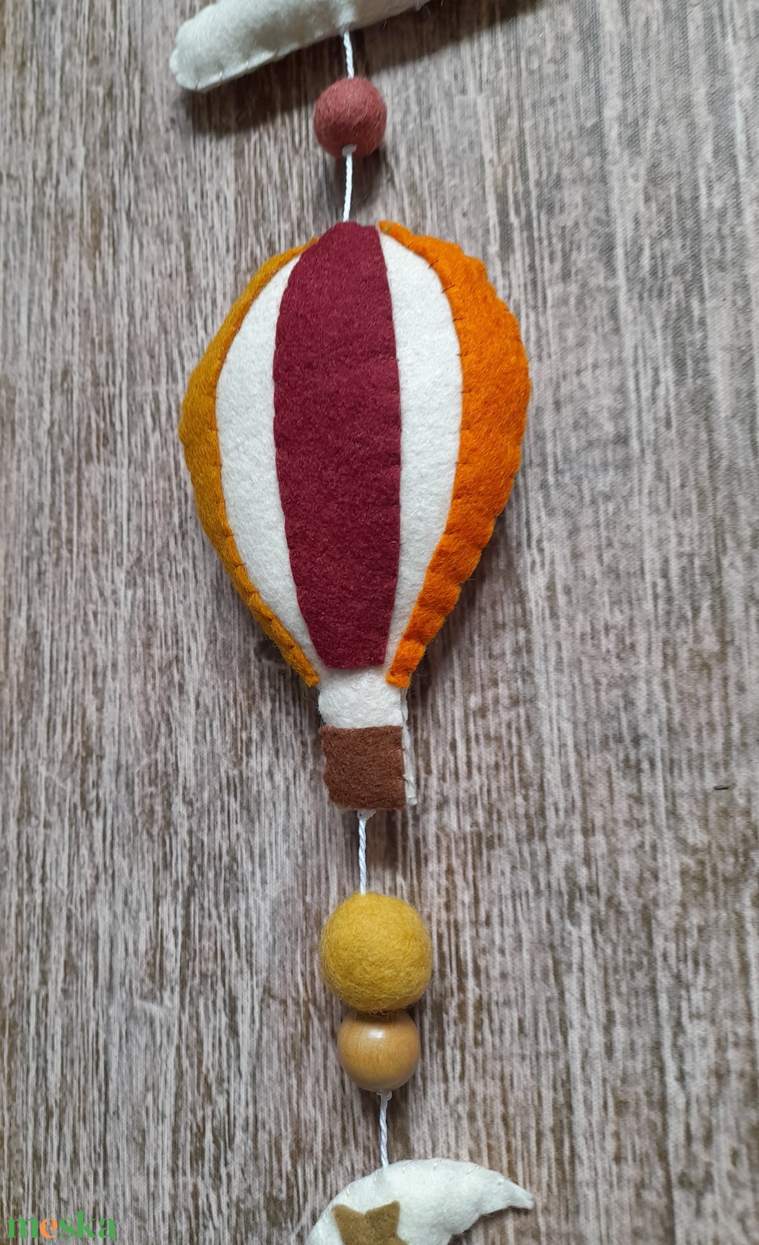 Hőlégballonos-felhős-holdacskás füzér/girland - otthon & életmód - babaszoba, gyerekszoba - babaszoba dekoráció - Meska.hu