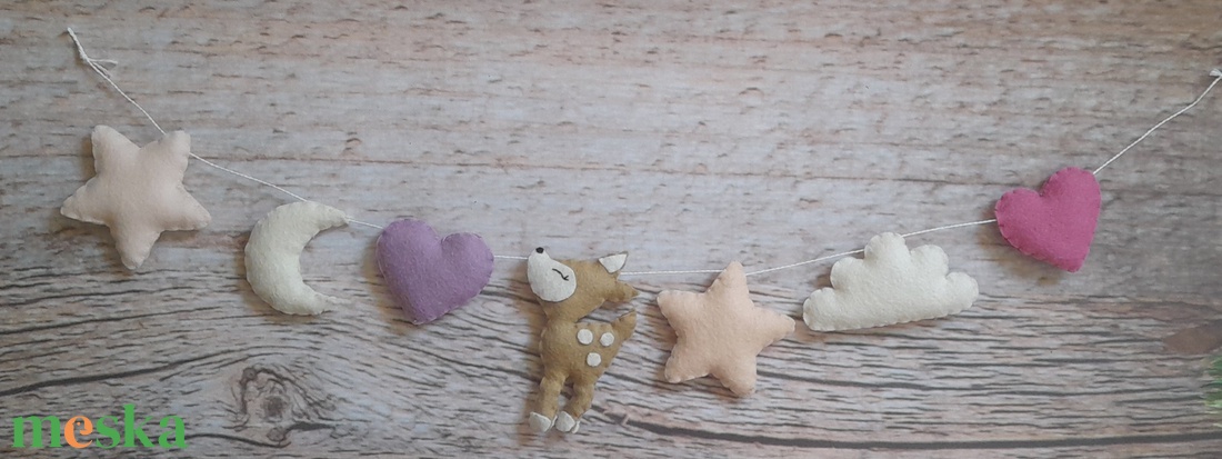 Őzikés-szivecskés füzér/girland - otthon & életmód - babaszoba, gyerekszoba - babaszoba dekoráció - Meska.hu