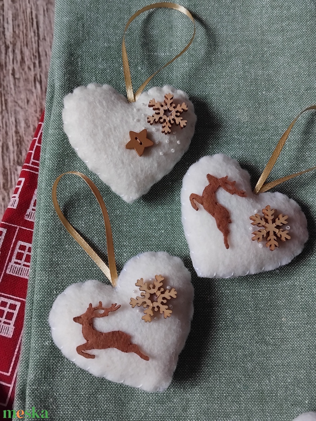 Szarvasos karácsonyfadísz szett - karácsony - karácsonyi lakásdekoráció - karácsonyfadíszek - Meska.hu