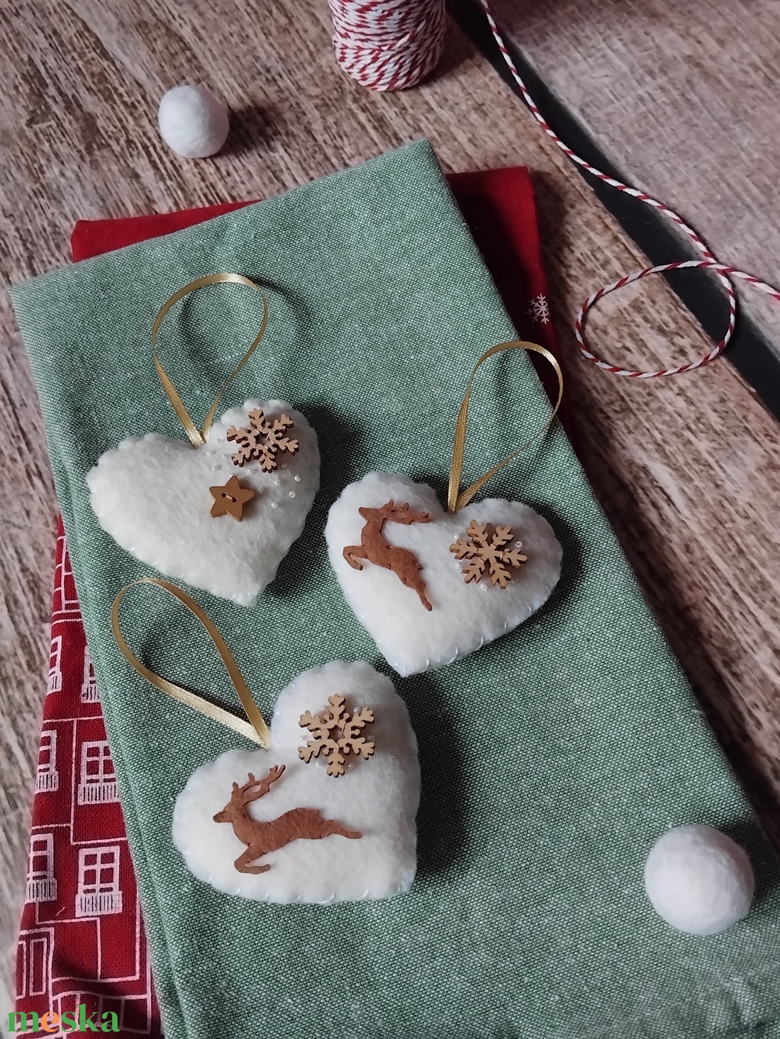 Szarvasos karácsonyfadísz szett - karácsony - karácsonyi lakásdekoráció - karácsonyfadíszek - Meska.hu
