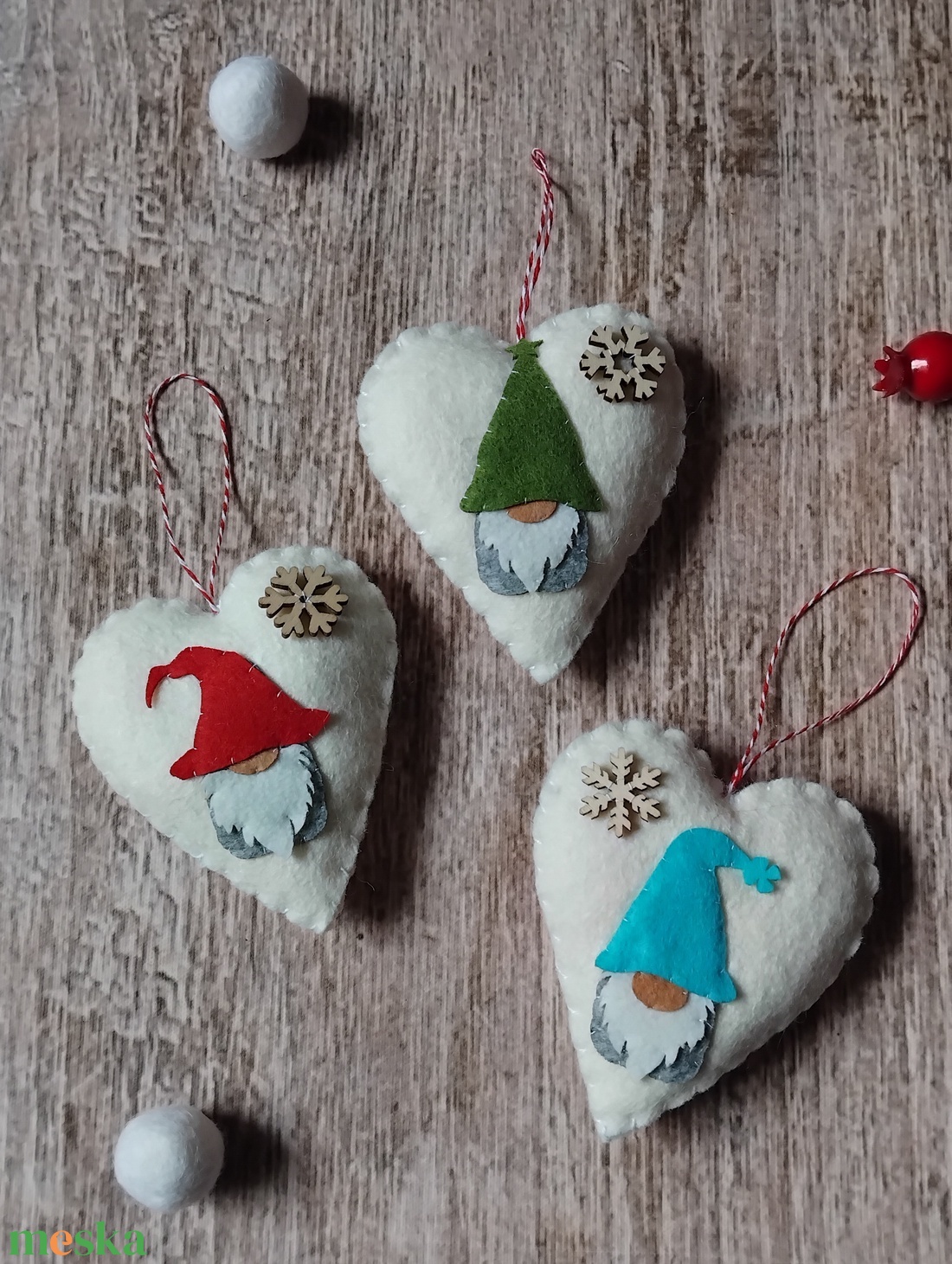 Téli manók karácsonyfadísz szett - karácsony - karácsonyi lakásdekoráció - karácsonyfadíszek - Meska.hu