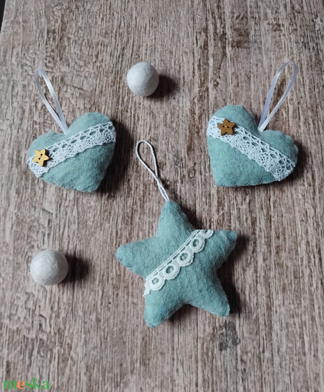 Jégkék karácsonyfadísz szett - karácsony - karácsonyi lakásdekoráció - karácsonyfadíszek - Meska.hu