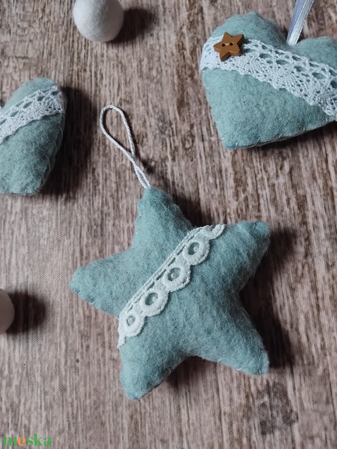 Jégkék karácsonyfadísz szett - karácsony - karácsonyi lakásdekoráció - karácsonyfadíszek - Meska.hu