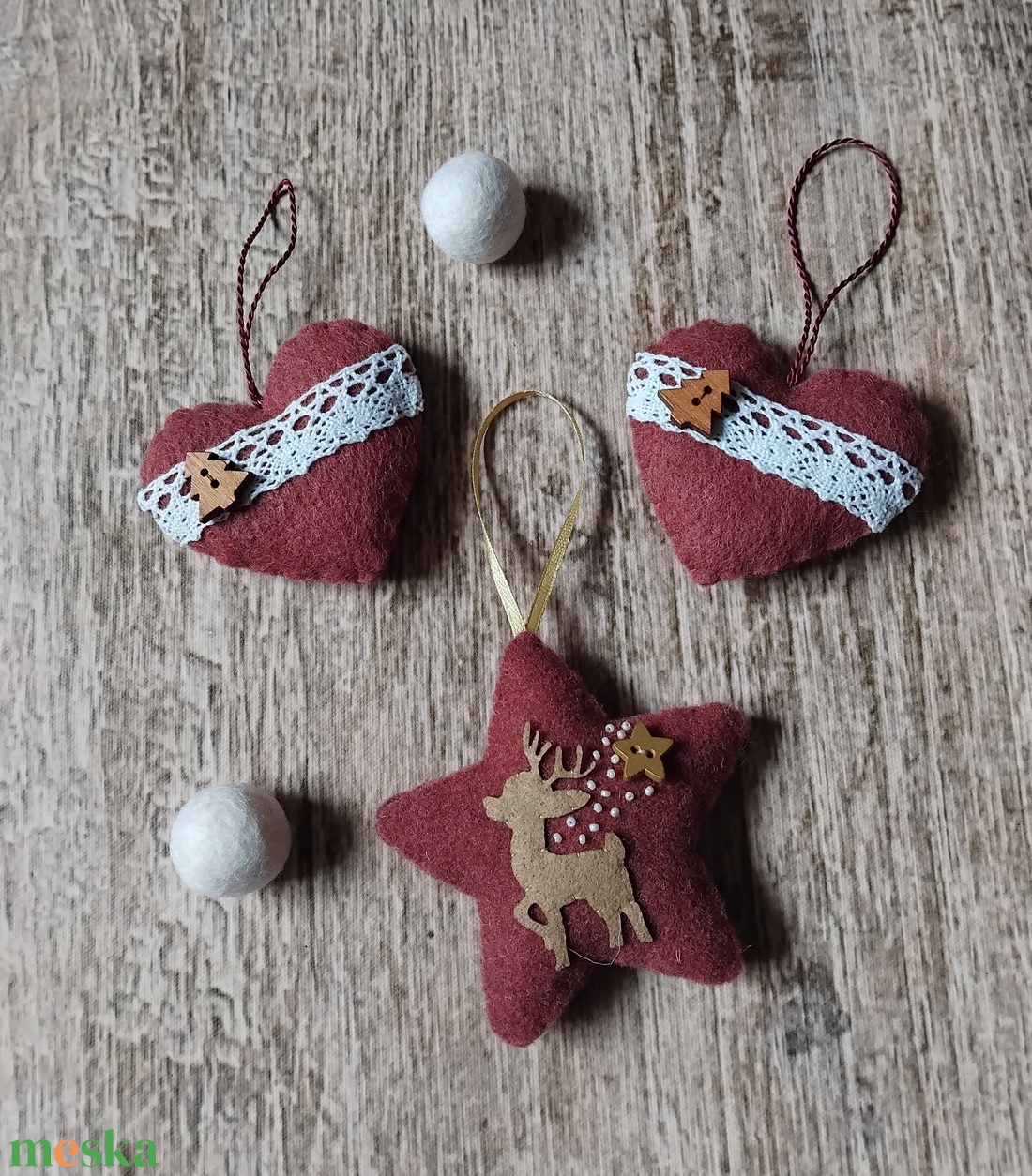 Aranyszarvas karácsonyfadísz szett - karácsony - karácsonyi lakásdekoráció - karácsonyfadíszek - Meska.hu