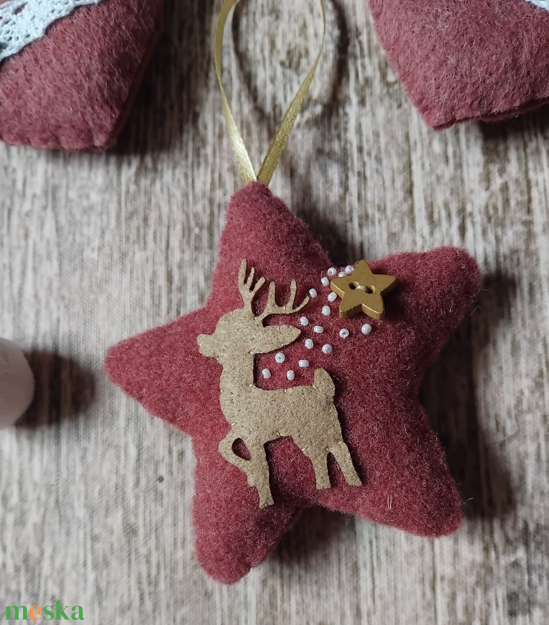 Aranyszarvas karácsonyfadísz szett - karácsony - karácsonyi lakásdekoráció - karácsonyfadíszek - Meska.hu