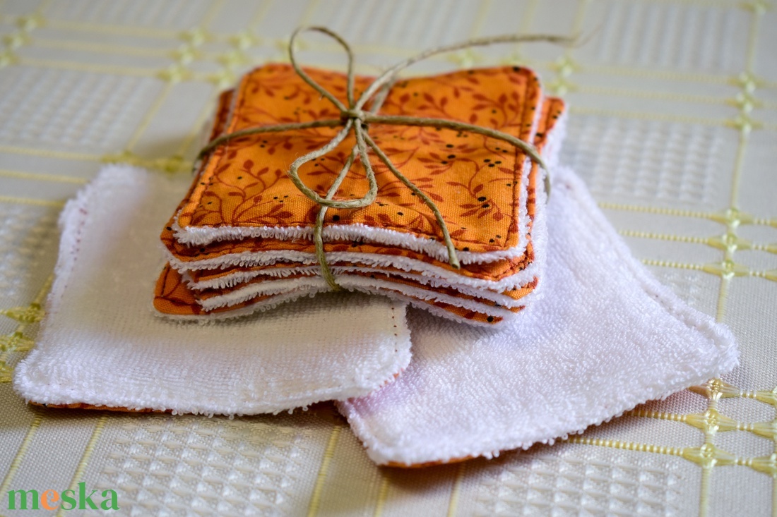 5 db narancssárga mintás arctisztító párna  - szépségápolás - arcápolás - arctisztító korong - Meska.hu