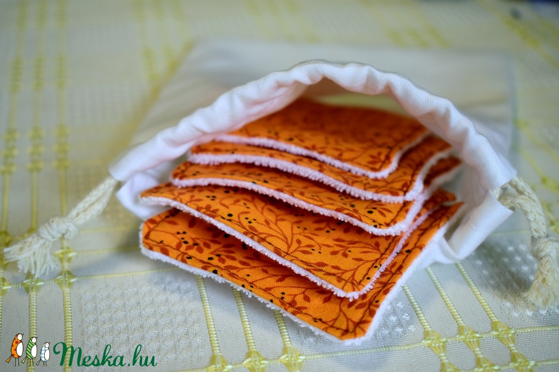 5 db narancssárga mintás arctisztító párna  - szépségápolás - arcápolás - arctisztító korong - Meska.hu