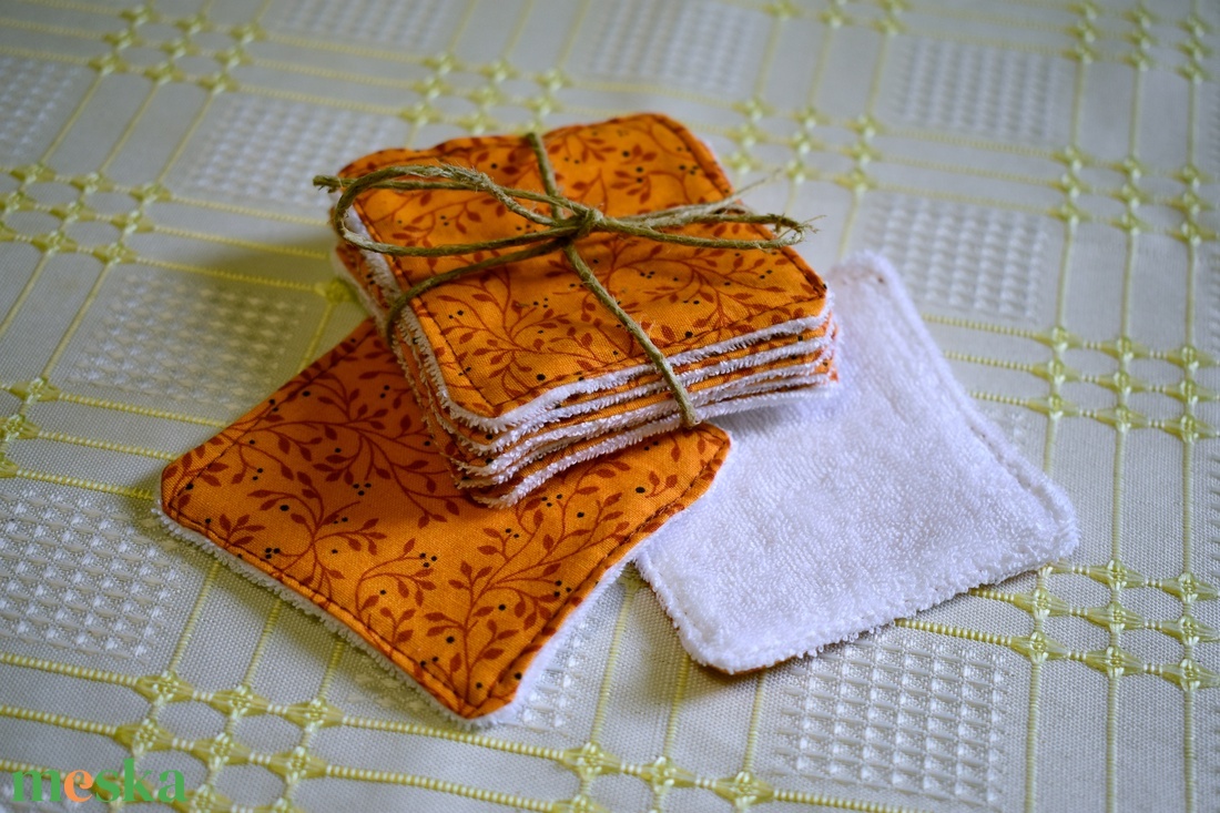5 db narancssárga mintás arctisztító párna  - szépségápolás - arcápolás - arctisztító korong - Meska.hu
