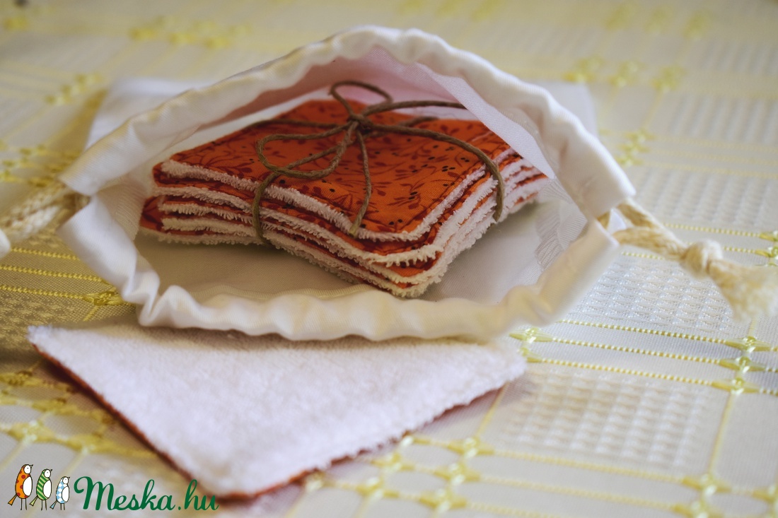 5 db narancssárga mintás arctisztító párna  - szépségápolás - arcápolás - arctisztító korong - Meska.hu