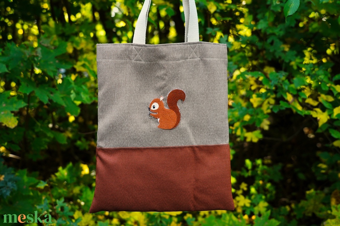 Mókusos vászontáska, bevásárló táska, szatyor - táska & tok - bevásárlás & shopper táska - shopper, textiltáska, szatyor - Meska.hu